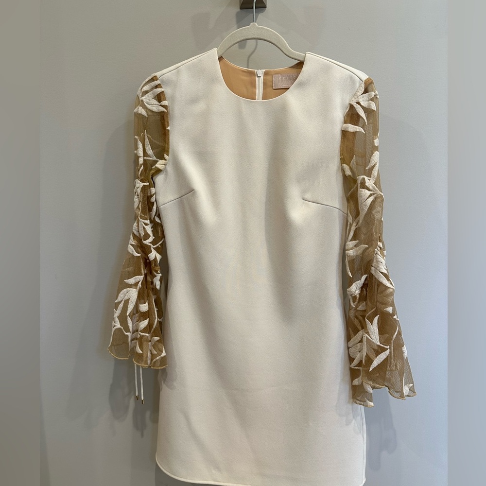 Keepsake White Mini Dress with lace long sleeves